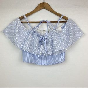 Do + Be NWT Ruffle Lace-Up Off the Shoulder Crop